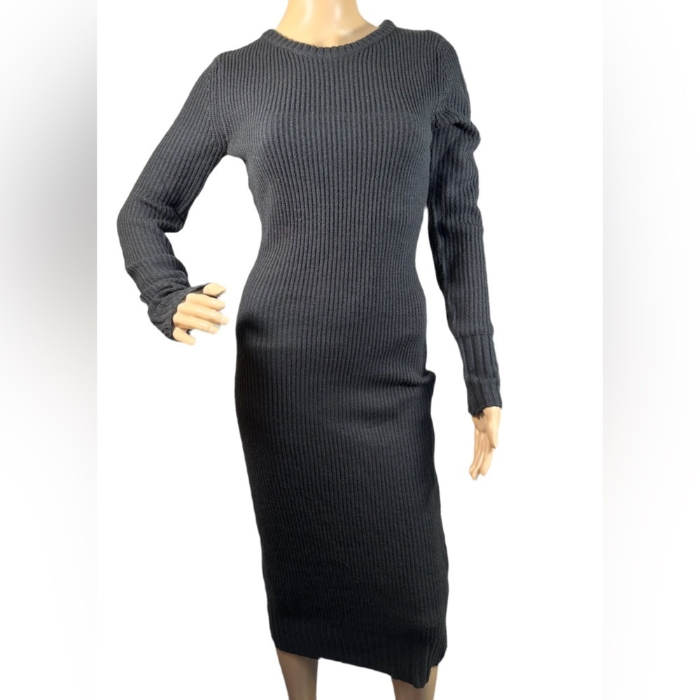 CALVIN KLEIN Woman’s Ribbed Long Sleeve Crew Neck Dress NWT Large - Picture 2 of 6